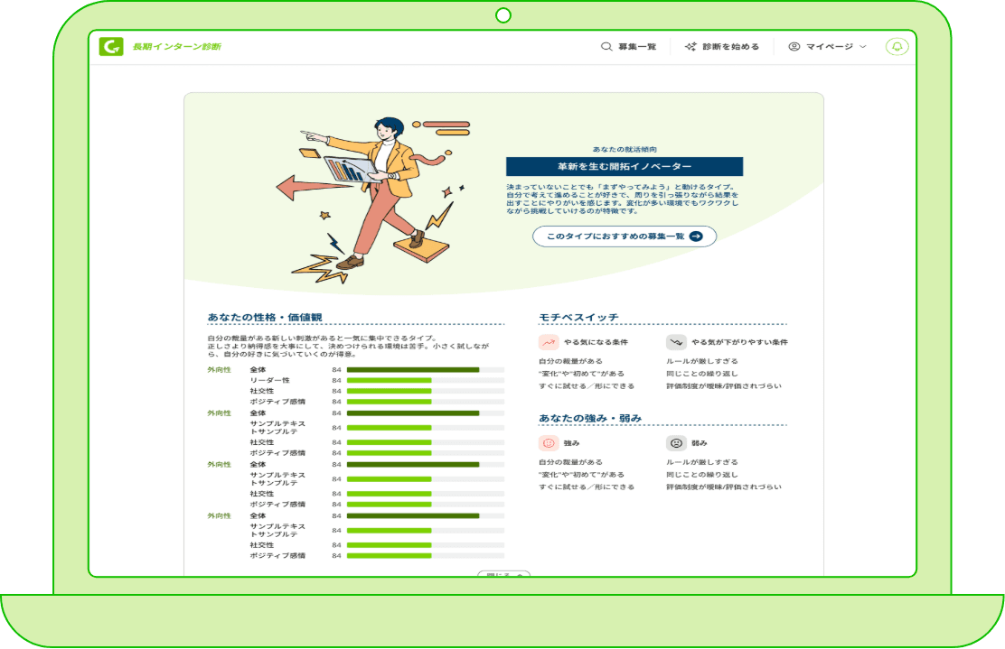 classdoor-clubの診断画面イメージ